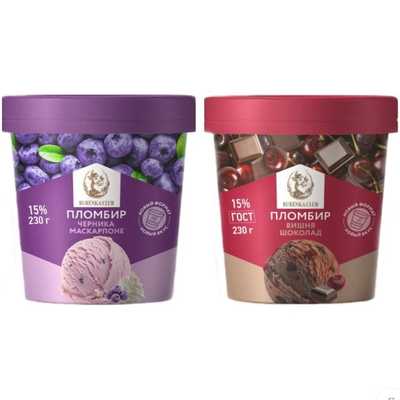 Мороженое пломбир 15% ассорти Бурёнка Клаб пинта 230 г, упаковка 8 шт. Упаковка 8 шт