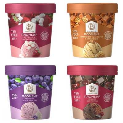 Мороженое пломбир 15% ассорти Бурёнка Клаб стакан 230 г, упаковка 8 шт. Упаковка 8 шт
